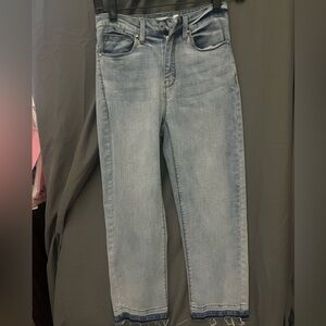 A loves A cropped raw hem high rise jeans